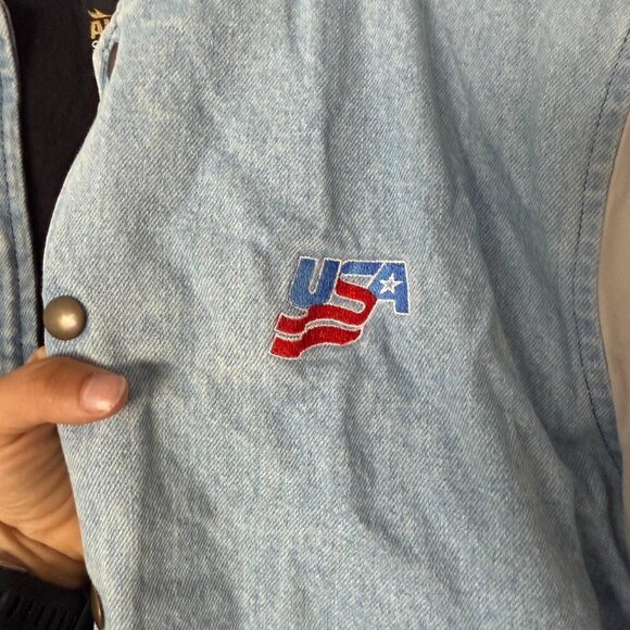 Blue Denim Varsity Jacket - Picture 2 of 3